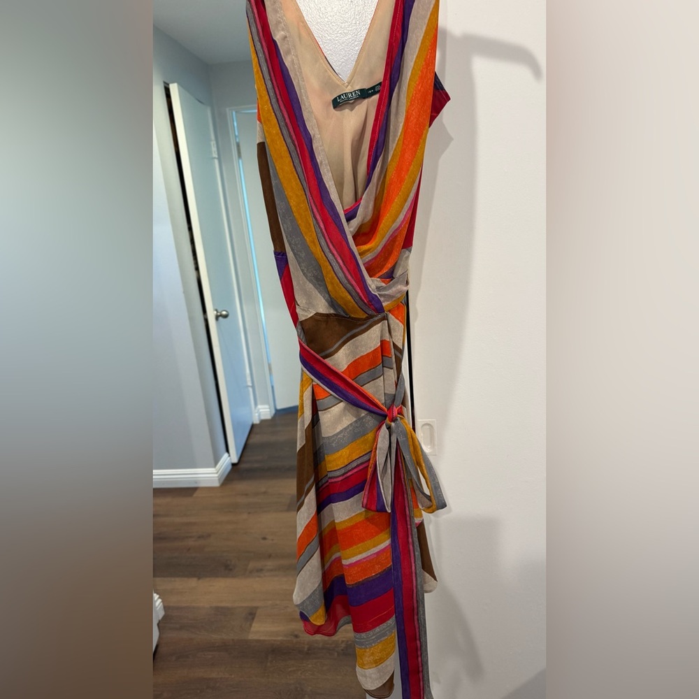 Ralph Lauren Asymmetrical Dress with Bold Stripes